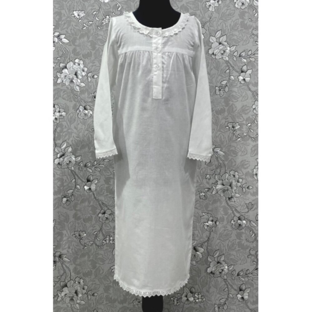 SoieRose Girls Victorian 100% Cotton Long Sleeve Heirloom Nightgown -SR-1235